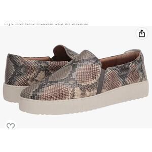 Frye Webster Taupe Snake Print Leathet Slip On Sneakers Sz 8 New With Out Box